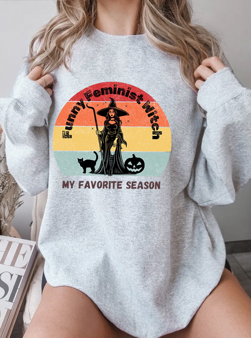 Vintage Funny Feminist Witch Oversize Graphic Sweatshirt