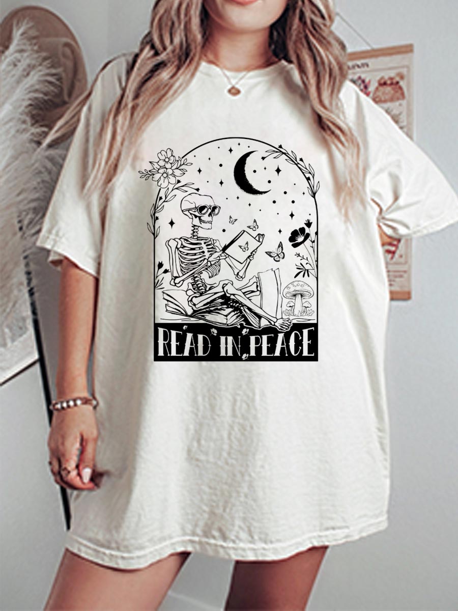 Vintage Read In Peace Oversize Graphic Tee