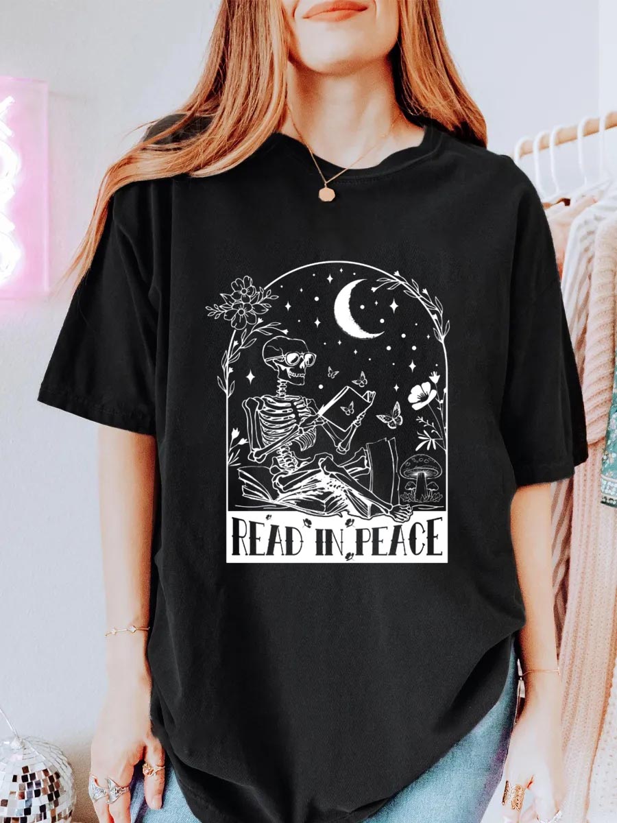Vintage Read In Peace Oversize Graphic Tee