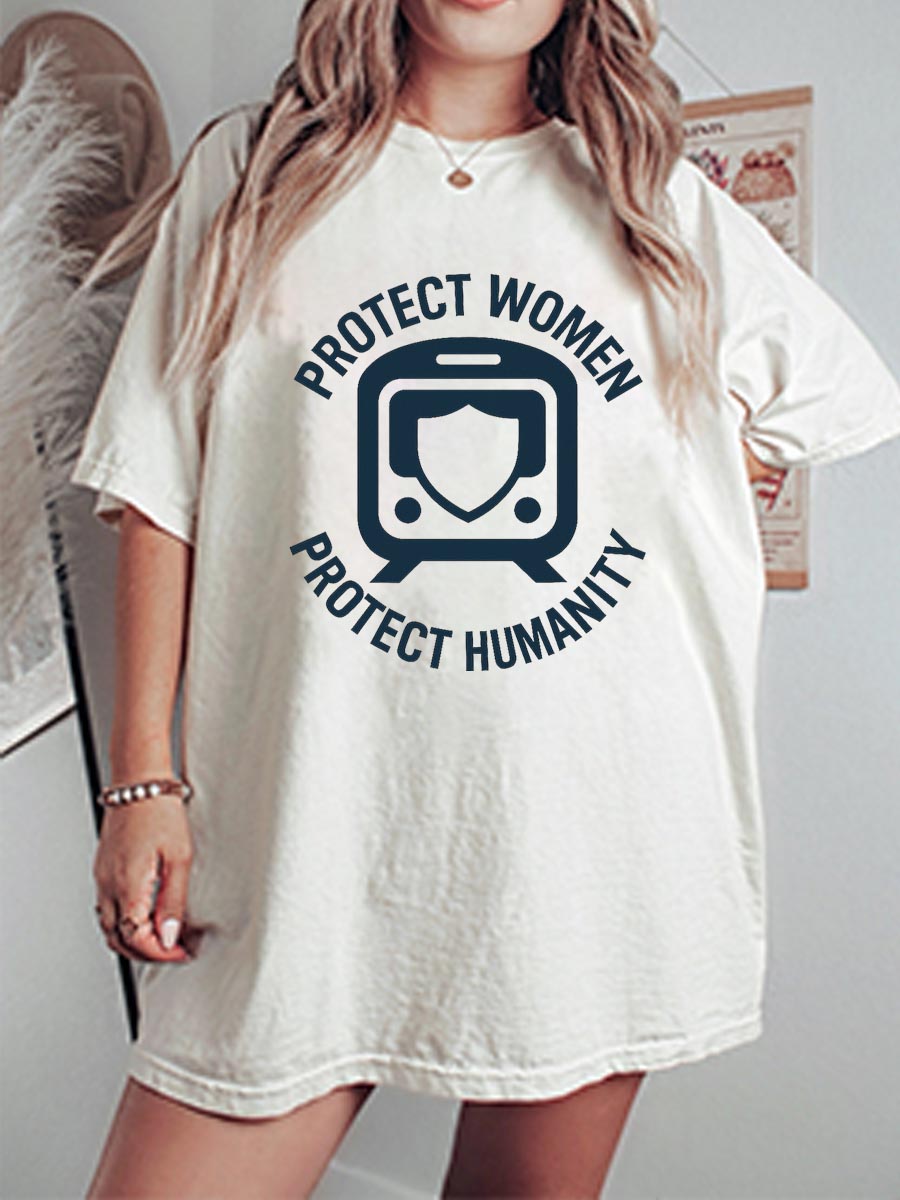 Vintage Protect Women Protect Humanity Oversize Graphic Tee