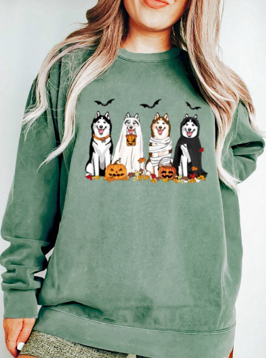 Vintage Spooky Dogs Oversize Graphic Sweatshirt