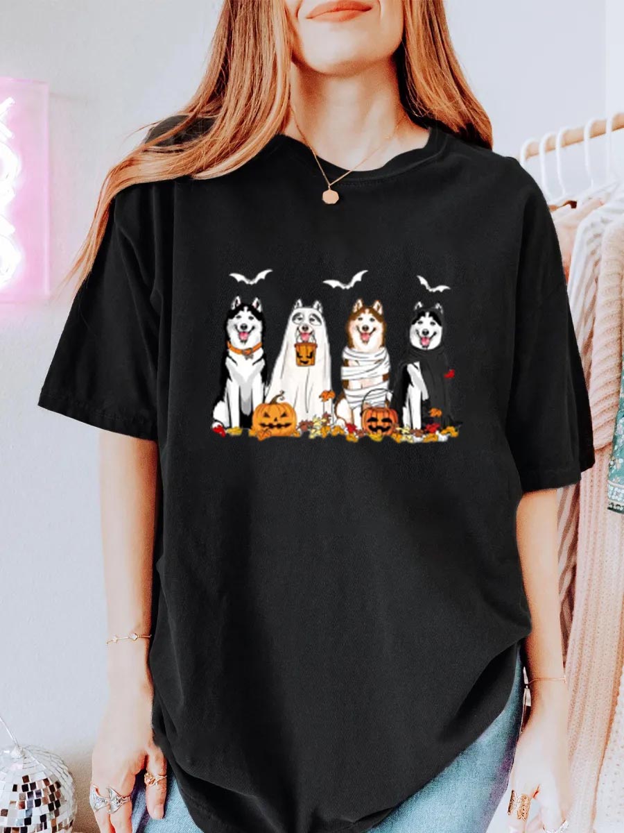 Vintage Spooky Dogs Oversize Graphic Tee