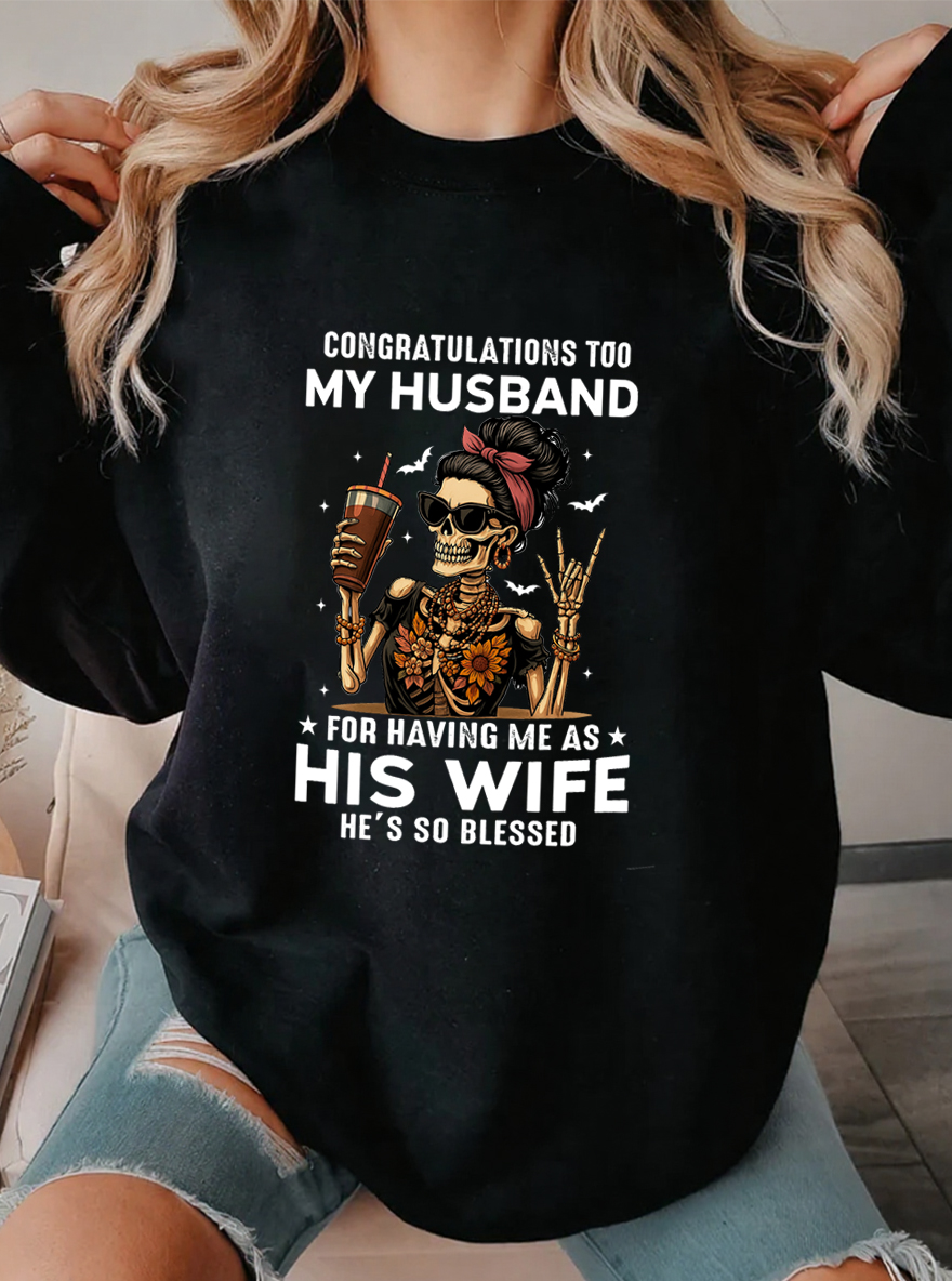 Vintage Congratulations Too My Husband Oversize Graphic Sweatshirt
