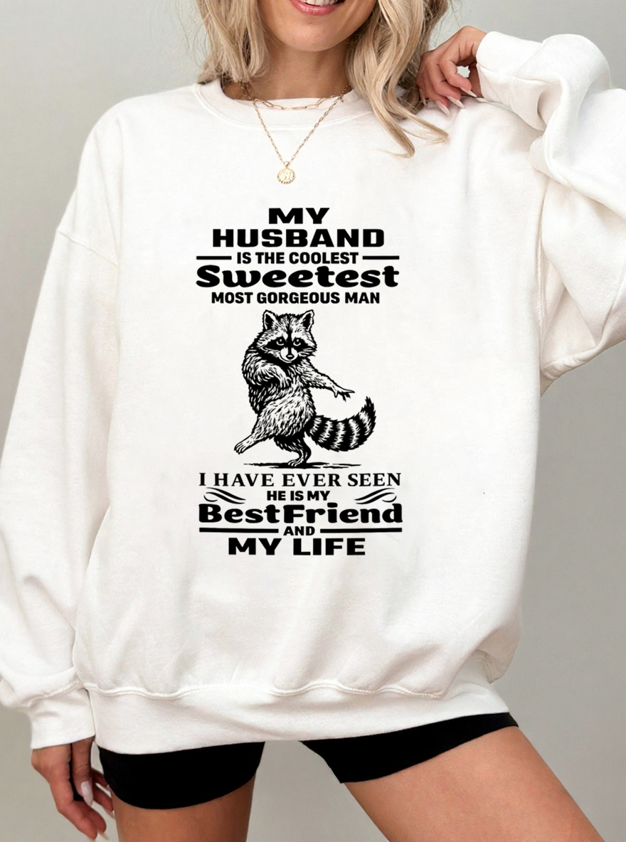Vintage My Husband Is The Coolest Oversize Graphic Sweatshirt