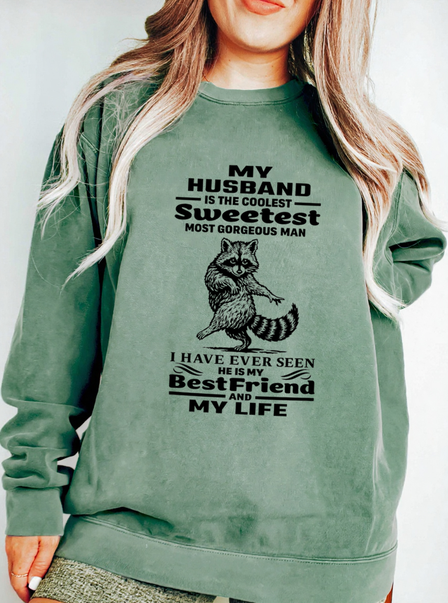 Vintage My Husband Is The Coolest Oversize Graphic Sweatshirt