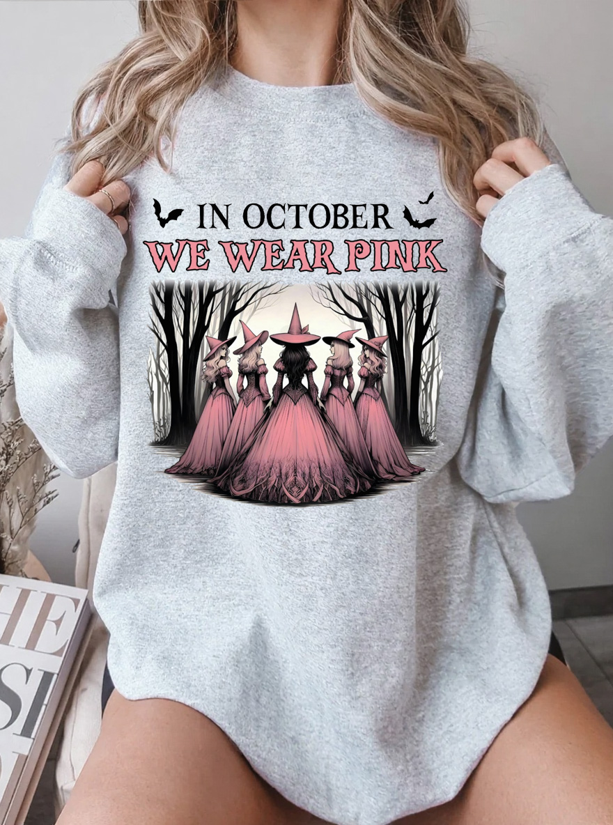 Vintage In October We Wear Pink Oversize Graphic Sweatshirt