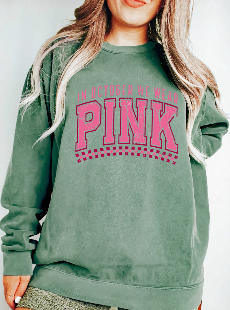 Vintage In October We Wear Pink Oversize Graphic Sweatshirt