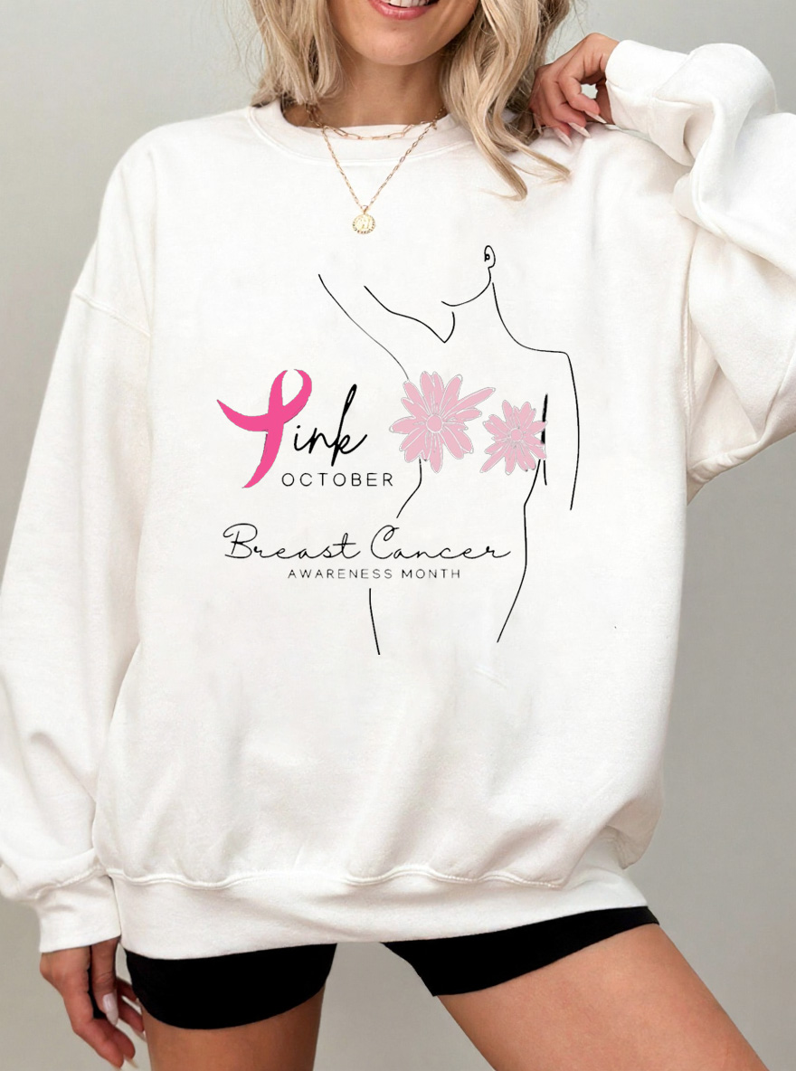 Vintage Pink October Oversize Graphic Sweatshirt