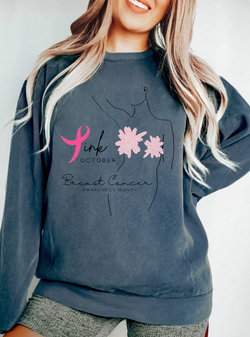 Vintage Pink October Oversize Graphic Sweatshirt