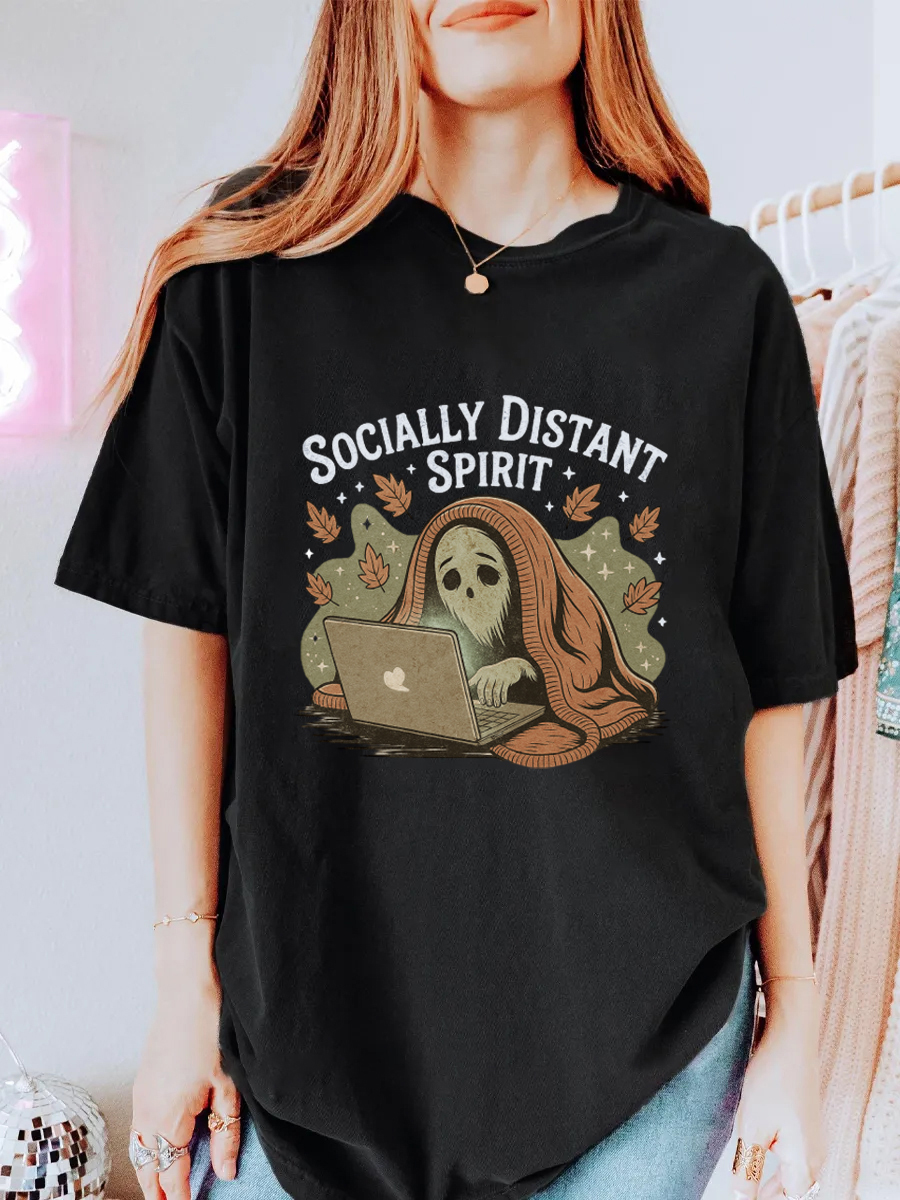 Vintage Socially Distant Spirit Oversize Graphic Tee