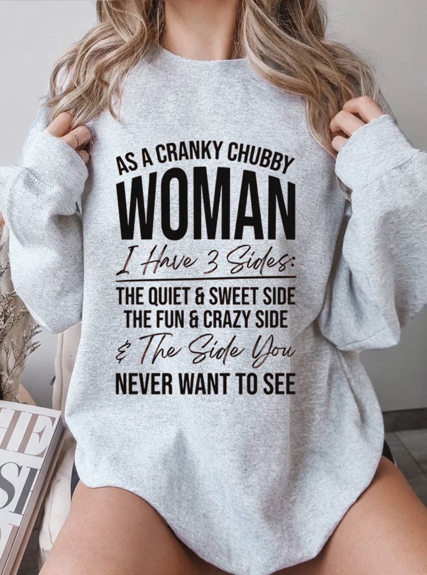 Vintage As A Cranky Chubby Woman Oversize Graphic Sweatshirt