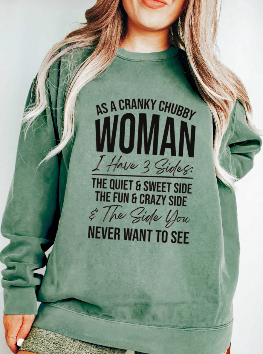 Vintage As A Cranky Chubby Woman Oversize Graphic Sweatshirt