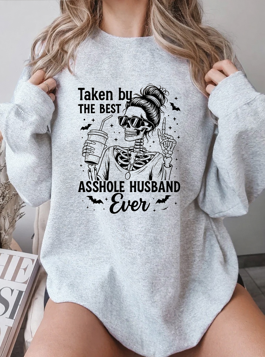 Vintage Taken By The Best Asshole Husband Ever Oversize Graphic Sweatshirt