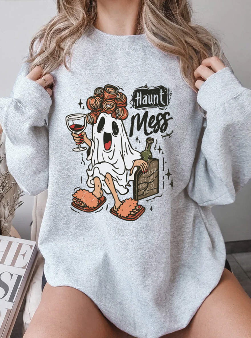 Vintage Haunt Mess Oversize Graphic Sweatshirt