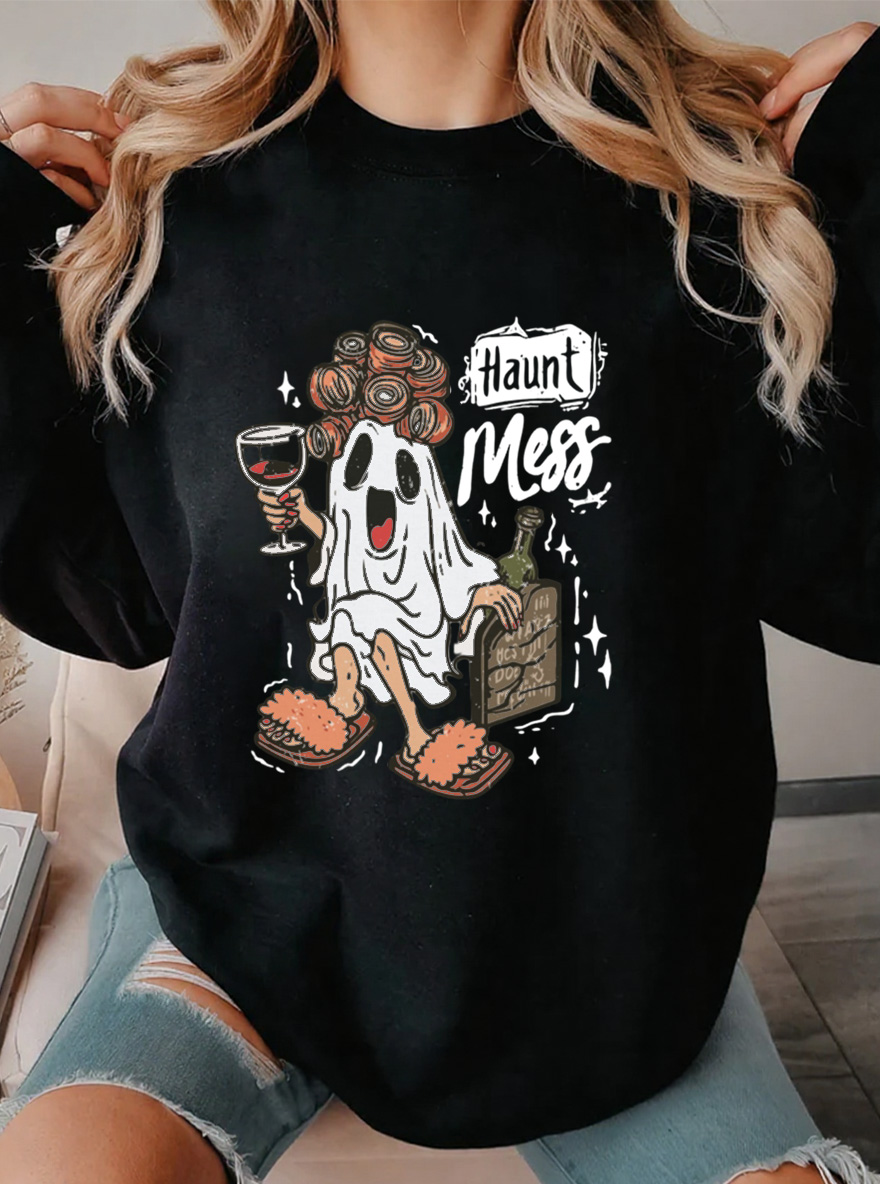 Vintage Haunt Mess Oversize Graphic Sweatshirt