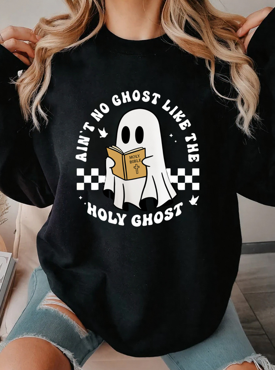 Vintage Holy Ghost Reading Oversize Graphic Sweatshirt