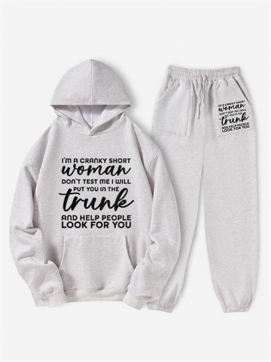 Vintage I'M A Cranky Short Woman Fleece Hoodie Suit