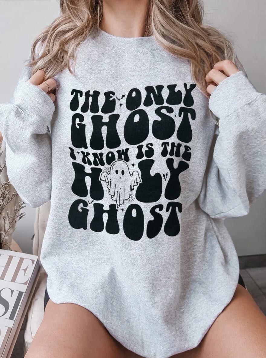 Vintage The Only Ghost I Know Oversize Graphic Sweatshirt