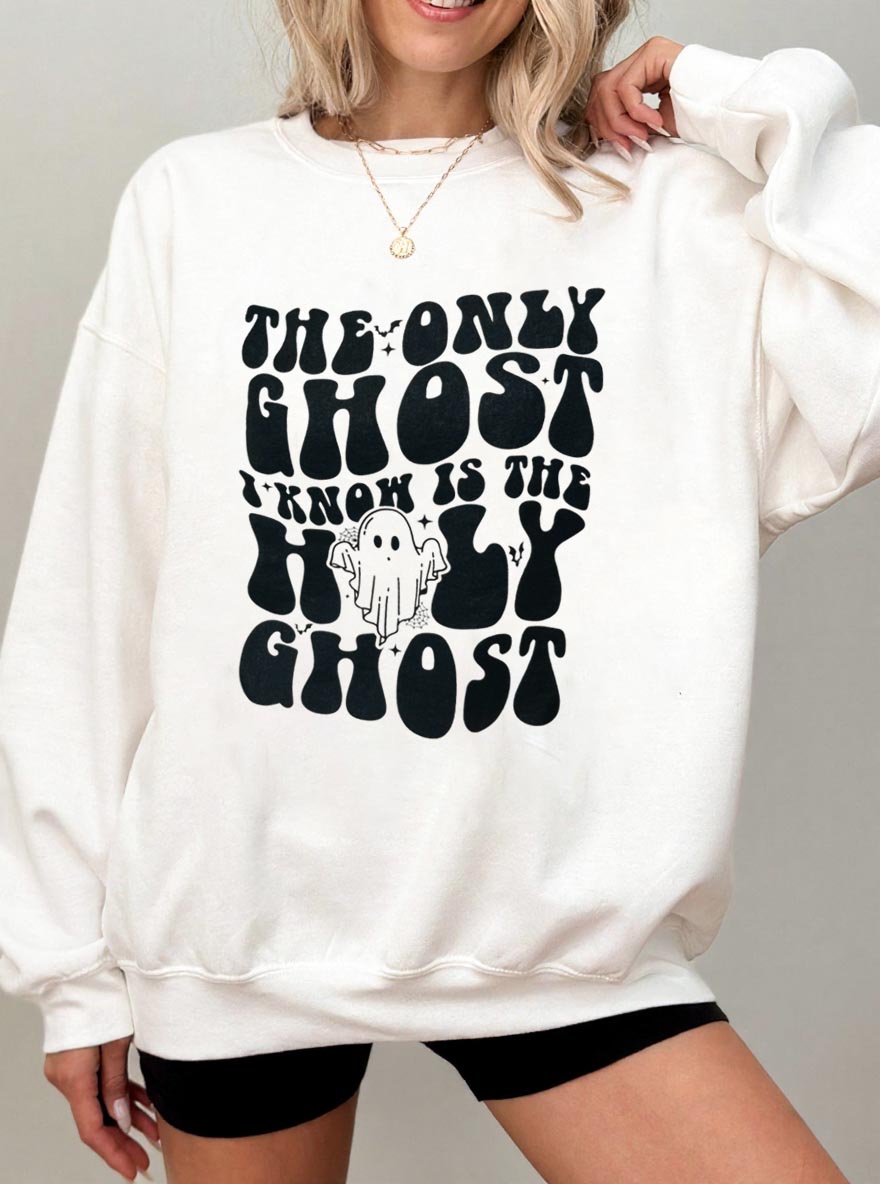 Vintage The Only Ghost I Know Oversize Graphic Sweatshirt