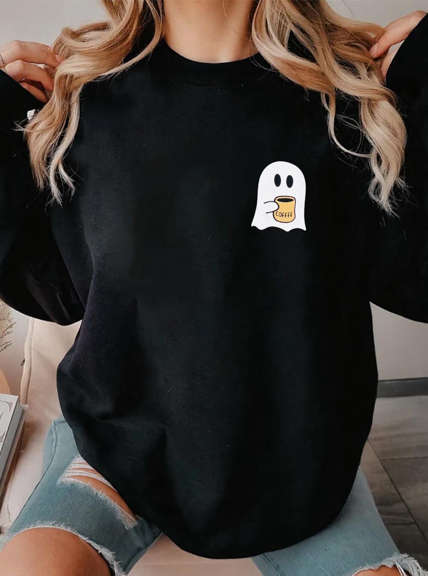 Vintage Boo Coffee Oversize Graphic Sweatshirt
