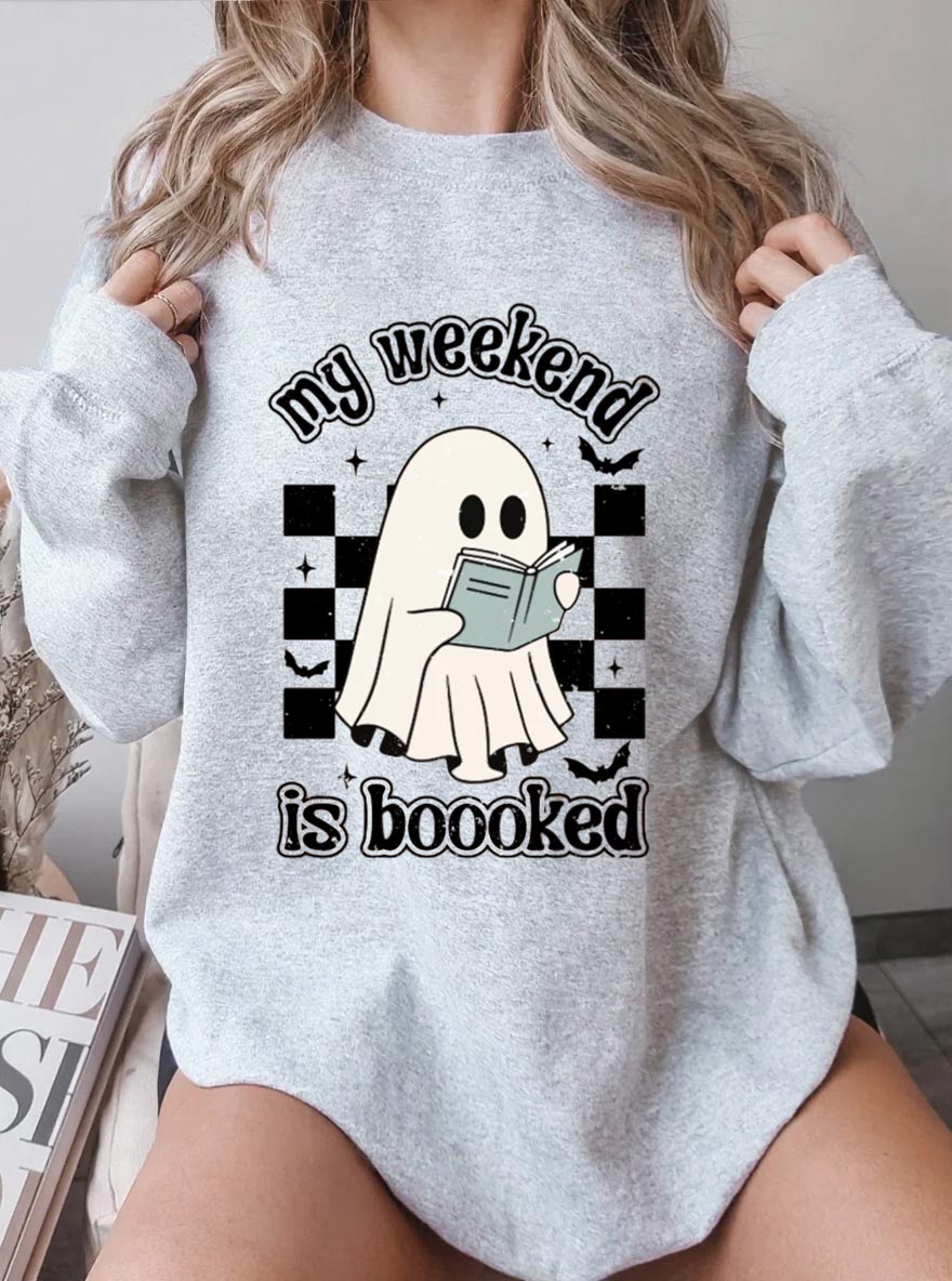 Vintage My Weekend Is Booked Oversize Graphic Sweatshirt