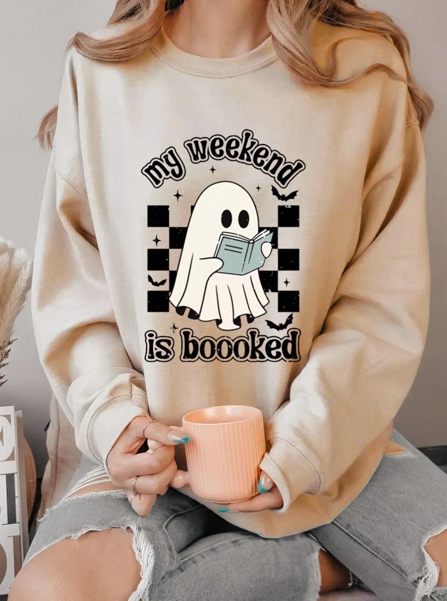 Vintage My Weekend Is Booked Oversize Graphic Sweatshirt