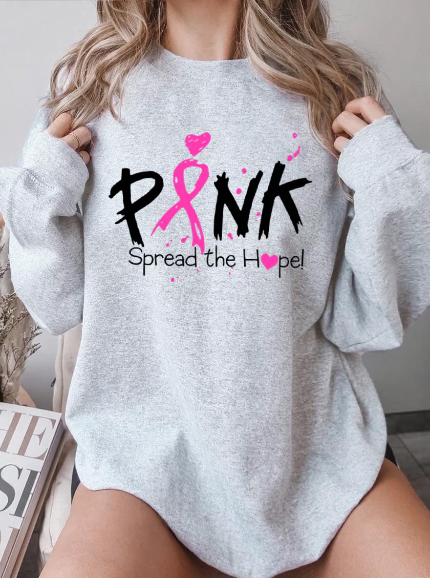 Vintage Pink Spread The Hope Oversize Graphic Sweatshirt