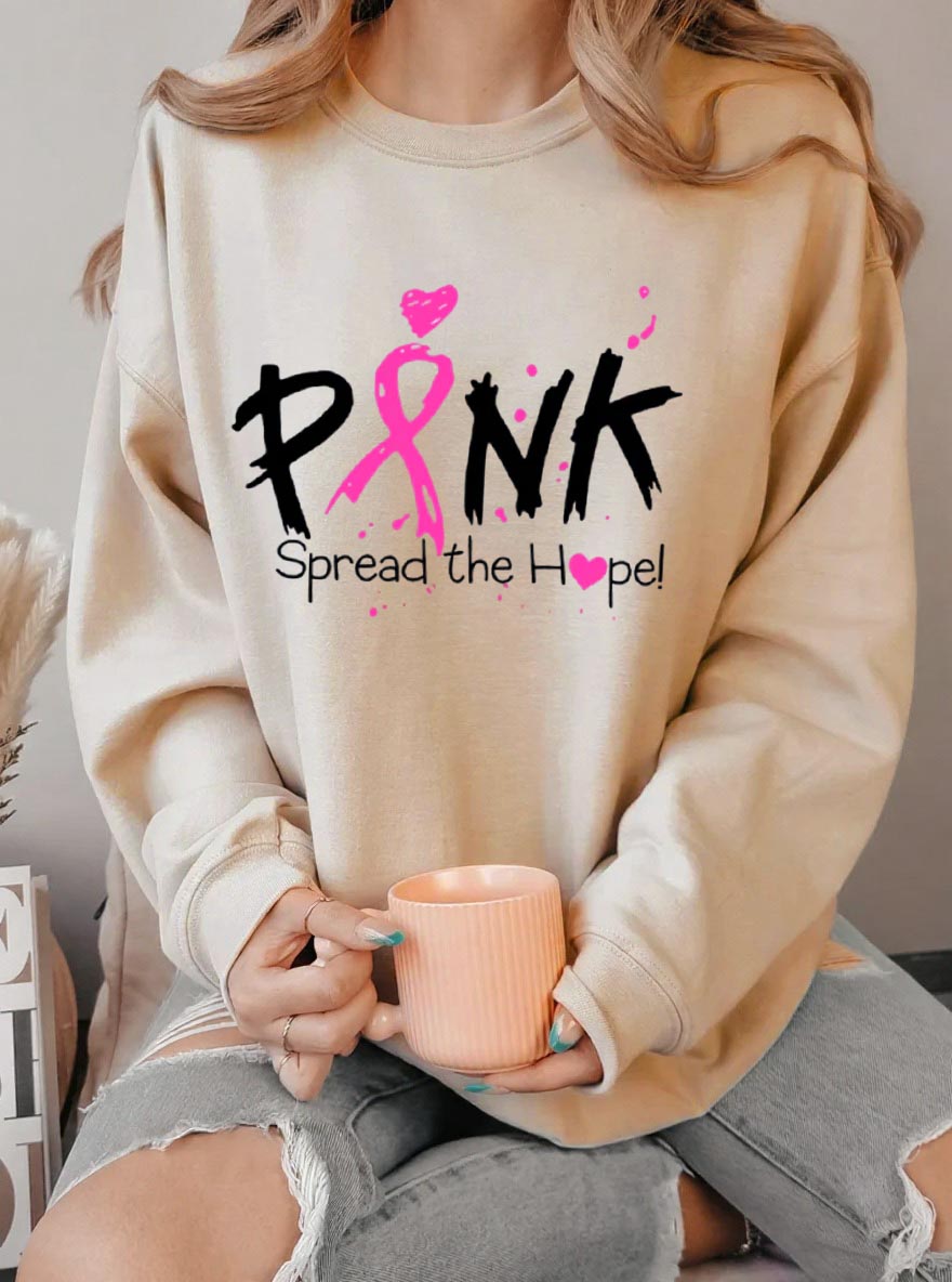 Vintage Pink Spread The Hope Oversize Graphic Sweatshirt