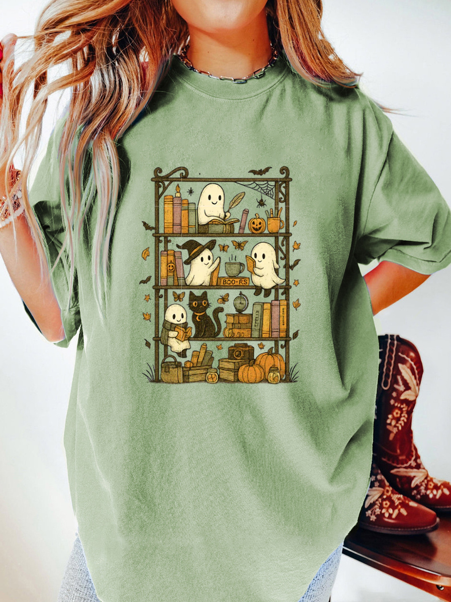 Vintage Spooky Book Halloween Oversize Graphic Tee