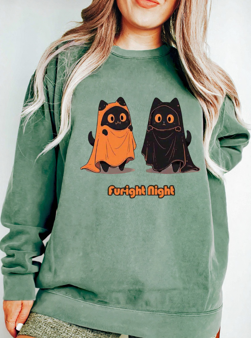 Vintage Halloween Art Oversize Graphic Sweatshirt