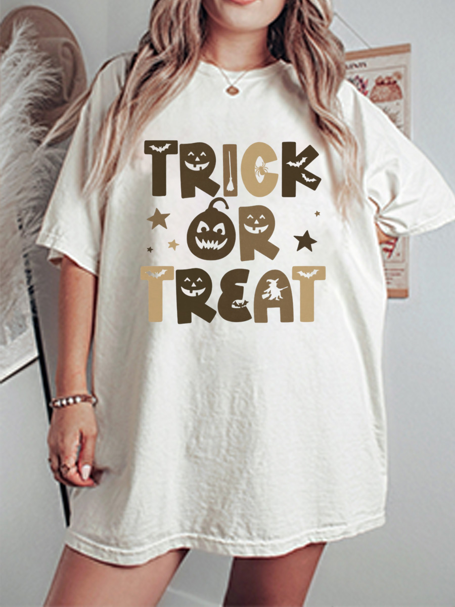 Vintage Trick Or Treat Oversize Graphic Tee