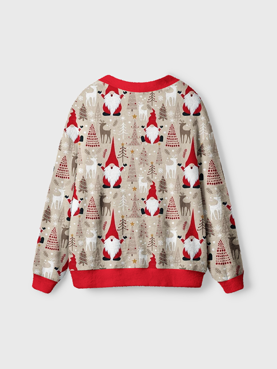 Vintage Christmas Gnome Reindeer Cardigan Sweaters