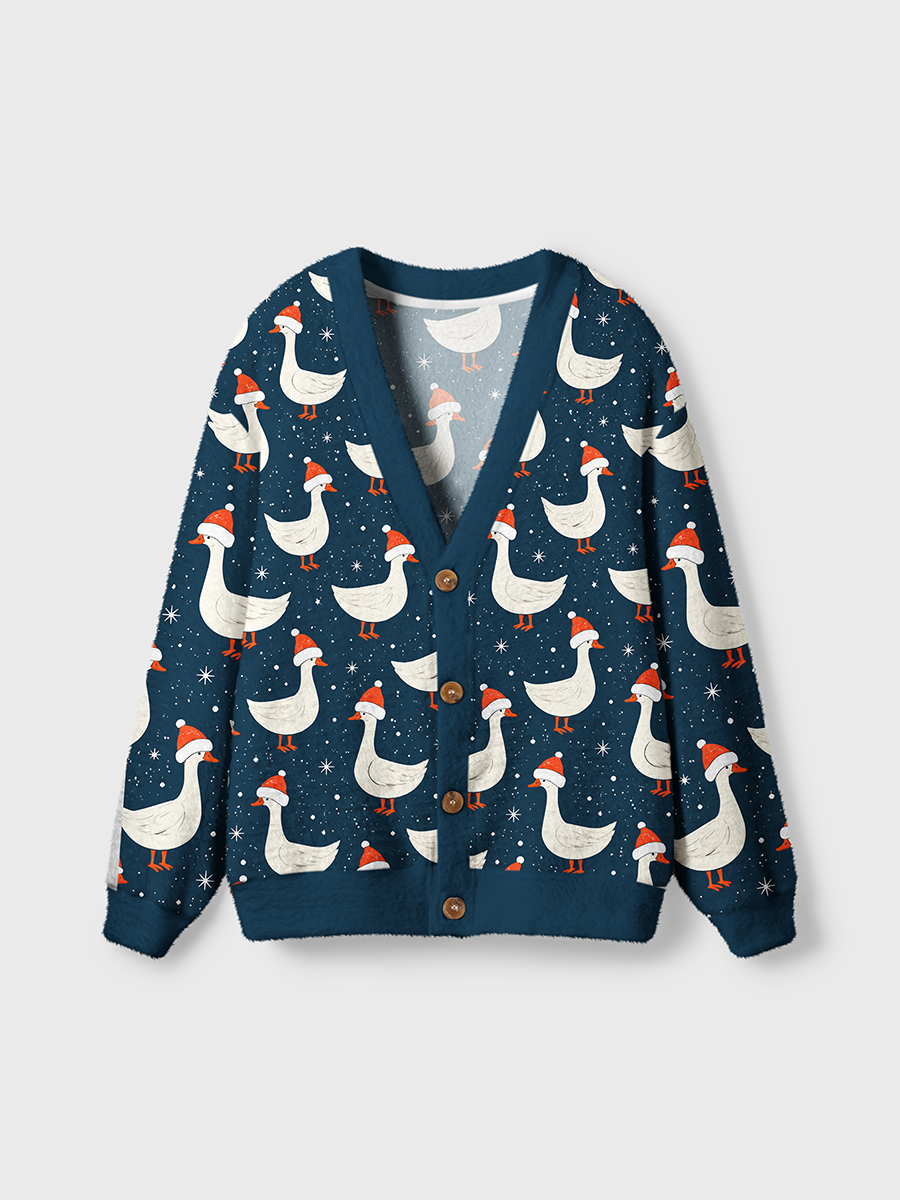 Vintage Festive Christmas Goose Cardigan Sweaters