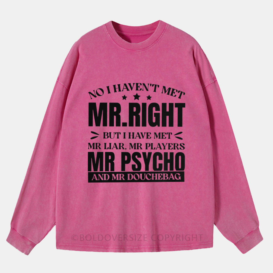 Vintage No I haven't met Mr. Right Washed Long Sleeve Shirt