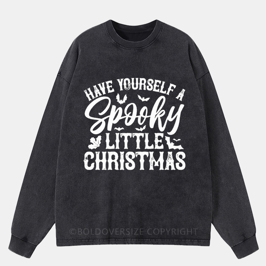 Vintage Have Yourself A Spooky Little Christmas Washed Long Sleeve Shirt