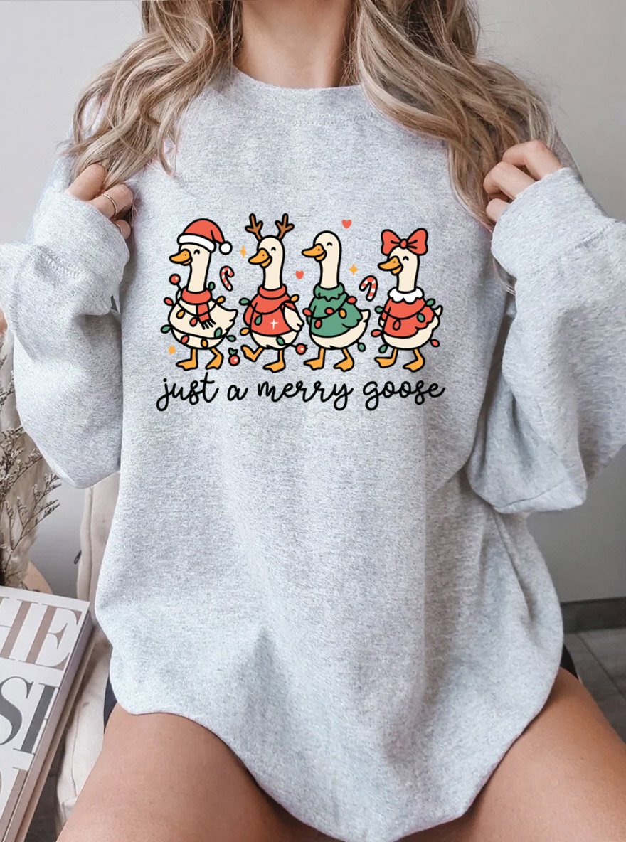 Vintage  Just A Merry Goose Oversize Graphic Sweatshirt