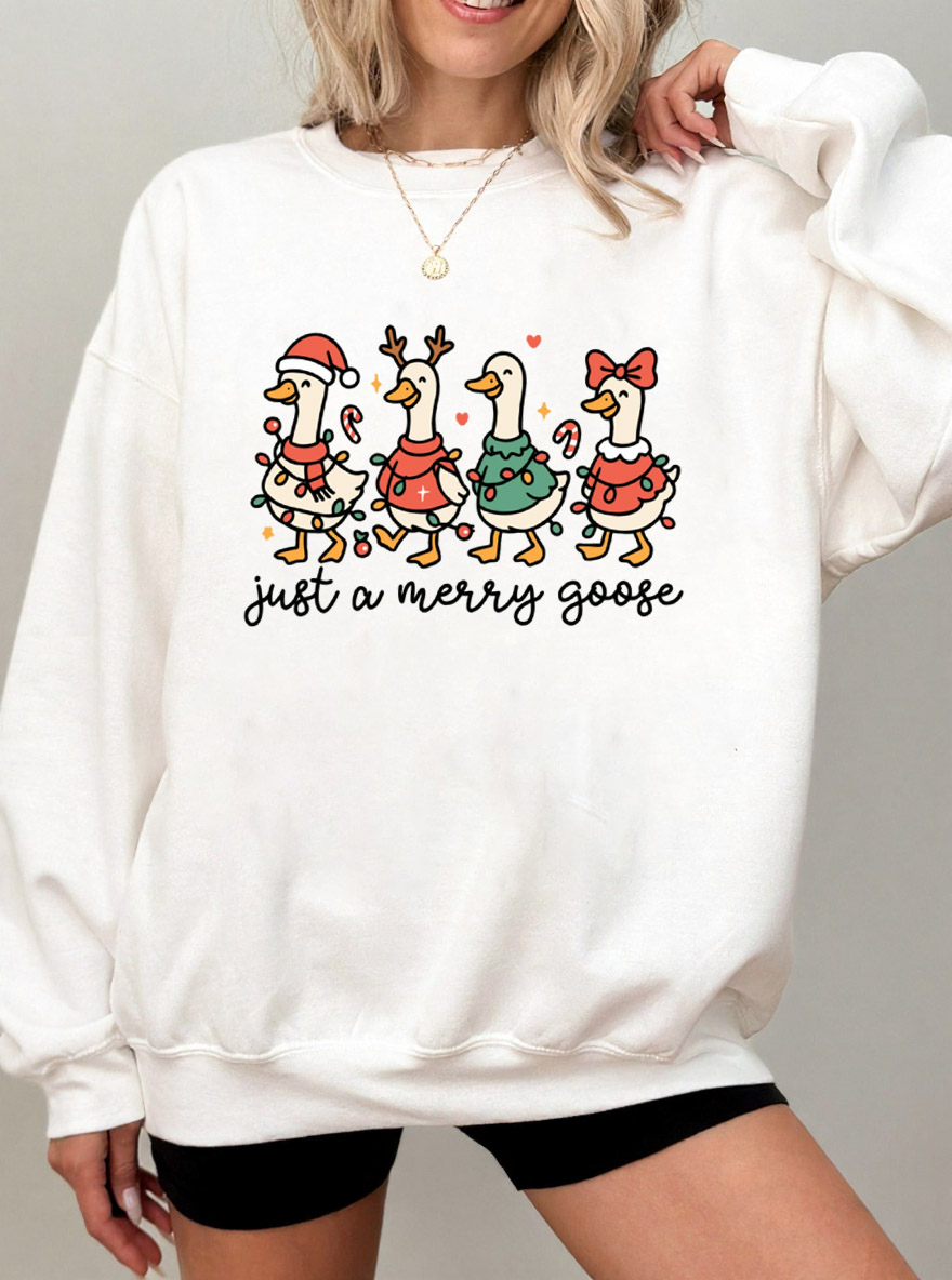 Vintage  Just A Merry Goose Oversize Graphic Sweatshirt