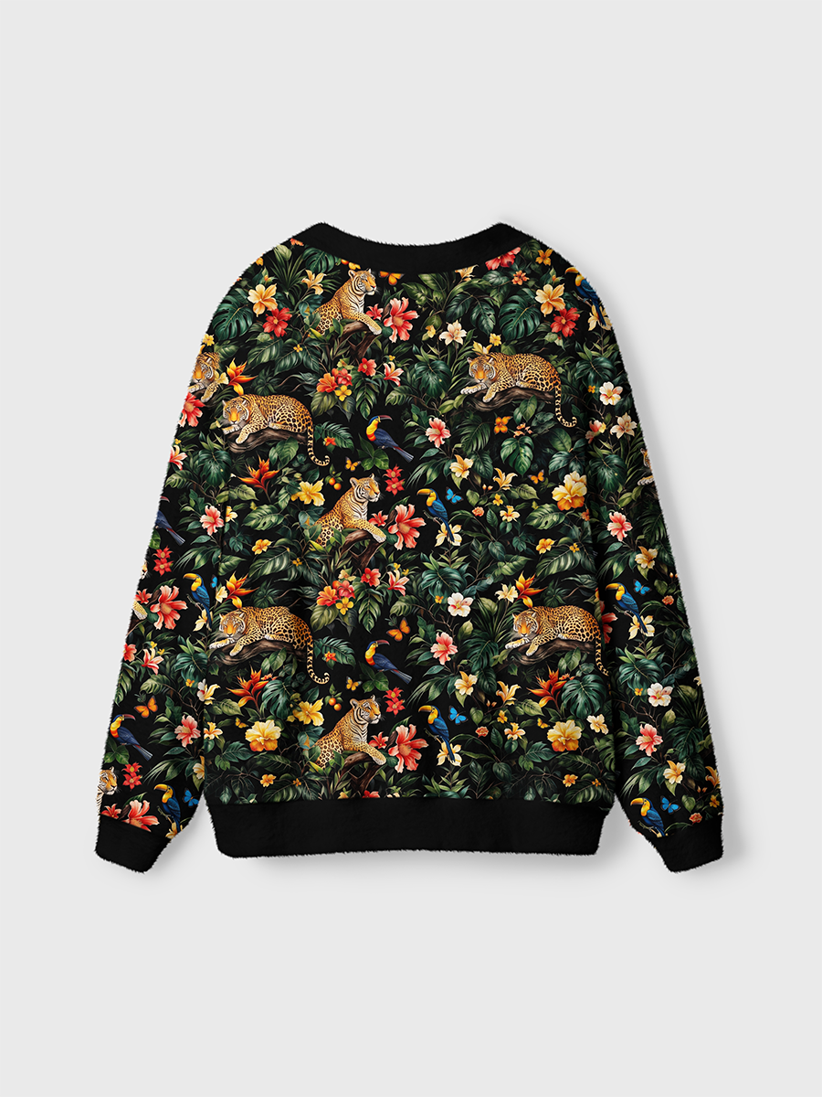 Vintage Tropical Rainforest Leopard Cardigan Sweaters