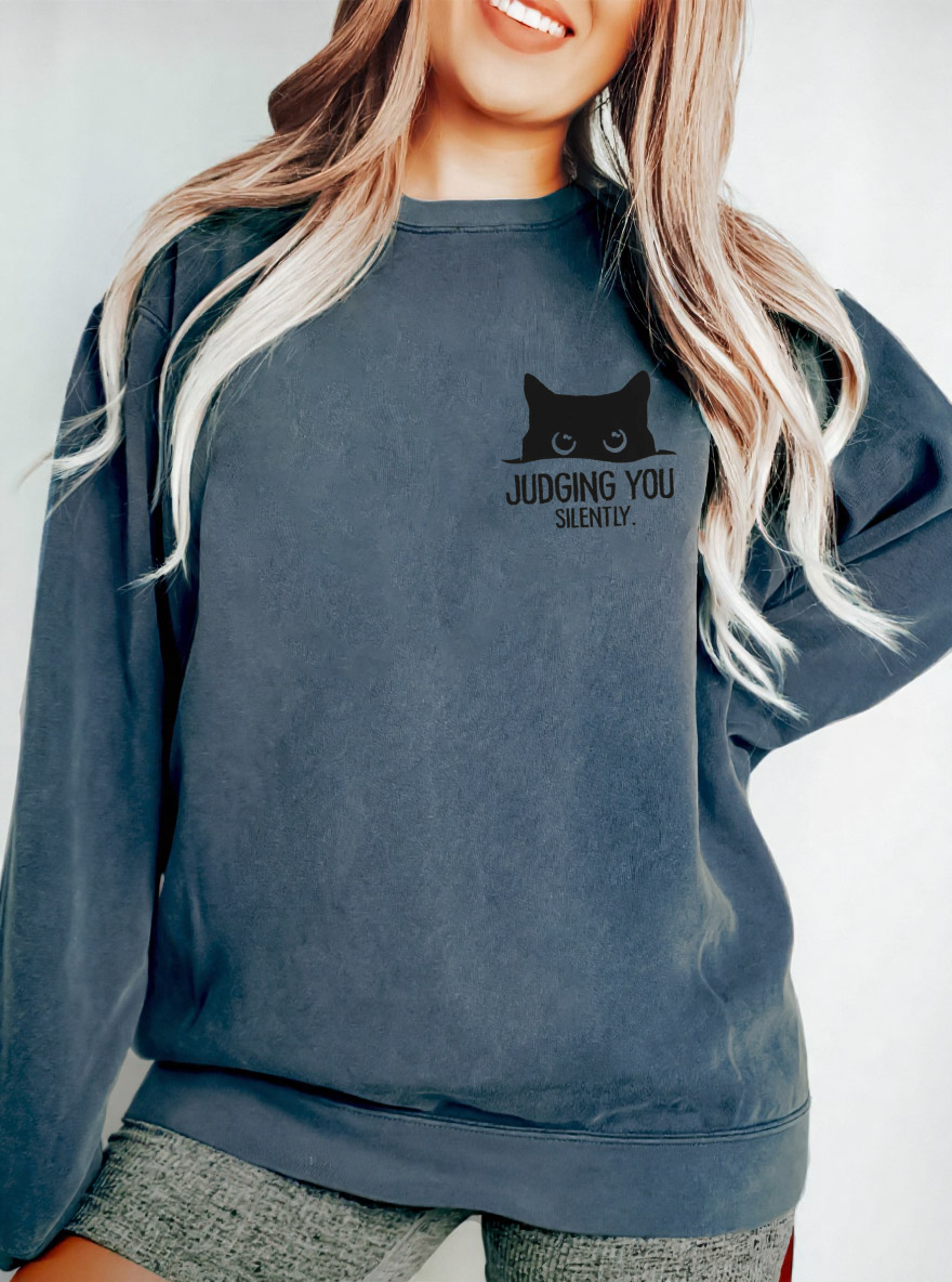 Vintage Judging You Silently Oversize Graphic Sweatshirt