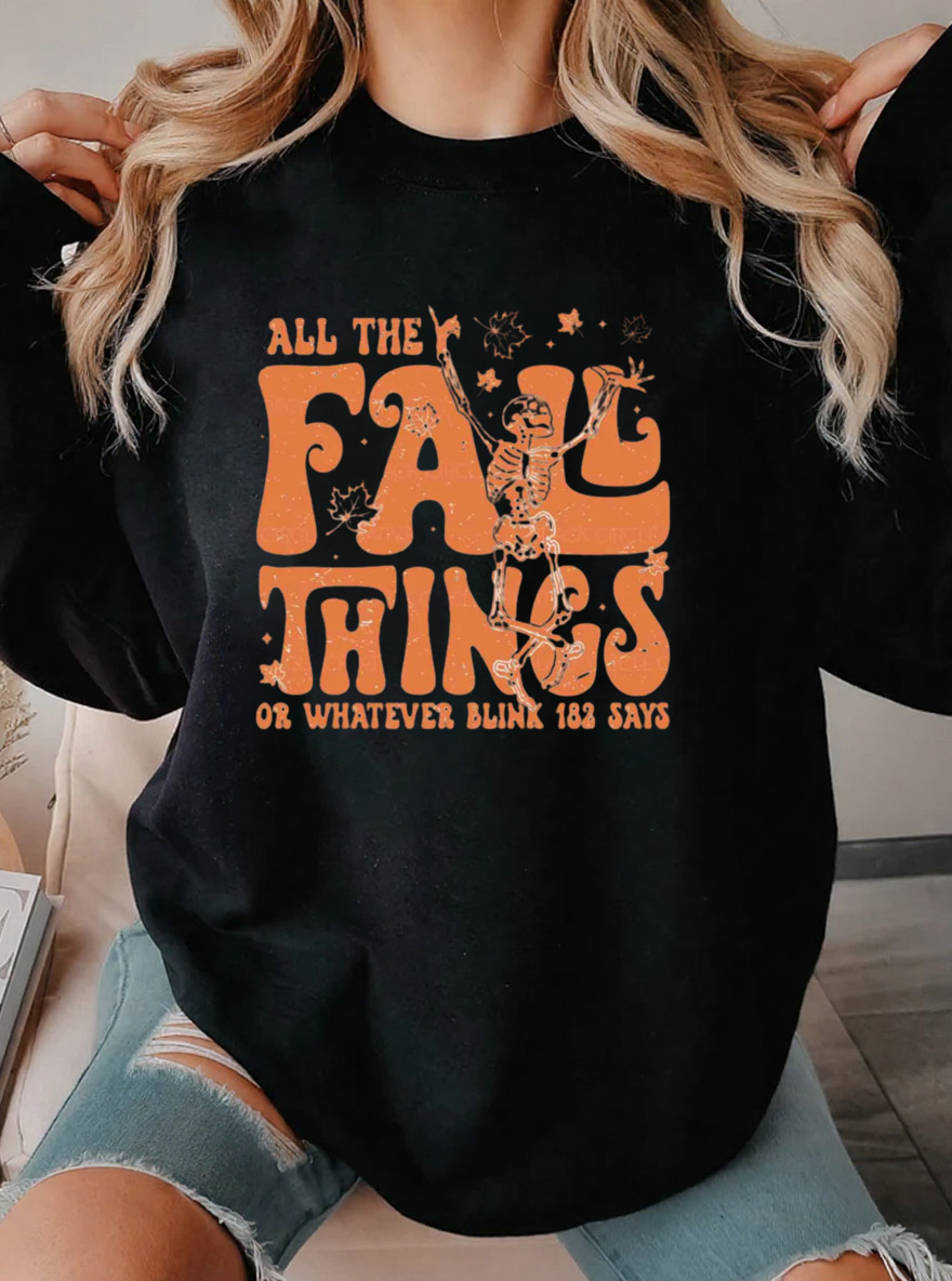 Vintage All The Fall Things Oversize Graphic Sweatshirt
