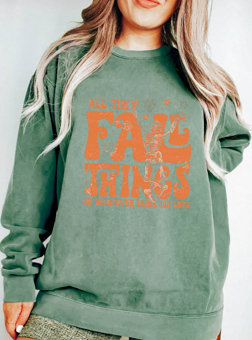 Vintage All The Fall Things Oversize Graphic Sweatshirt