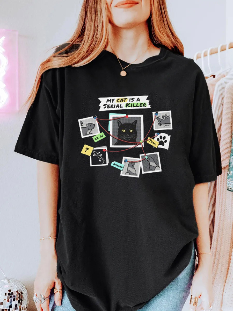 Vintage My Cat is a Serial Killer Oversize Graphic Tee