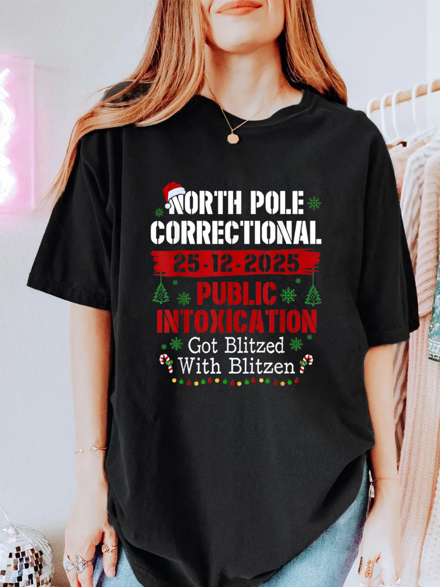 Vintage North Pole Correctional Public Oversize Graphic Tee