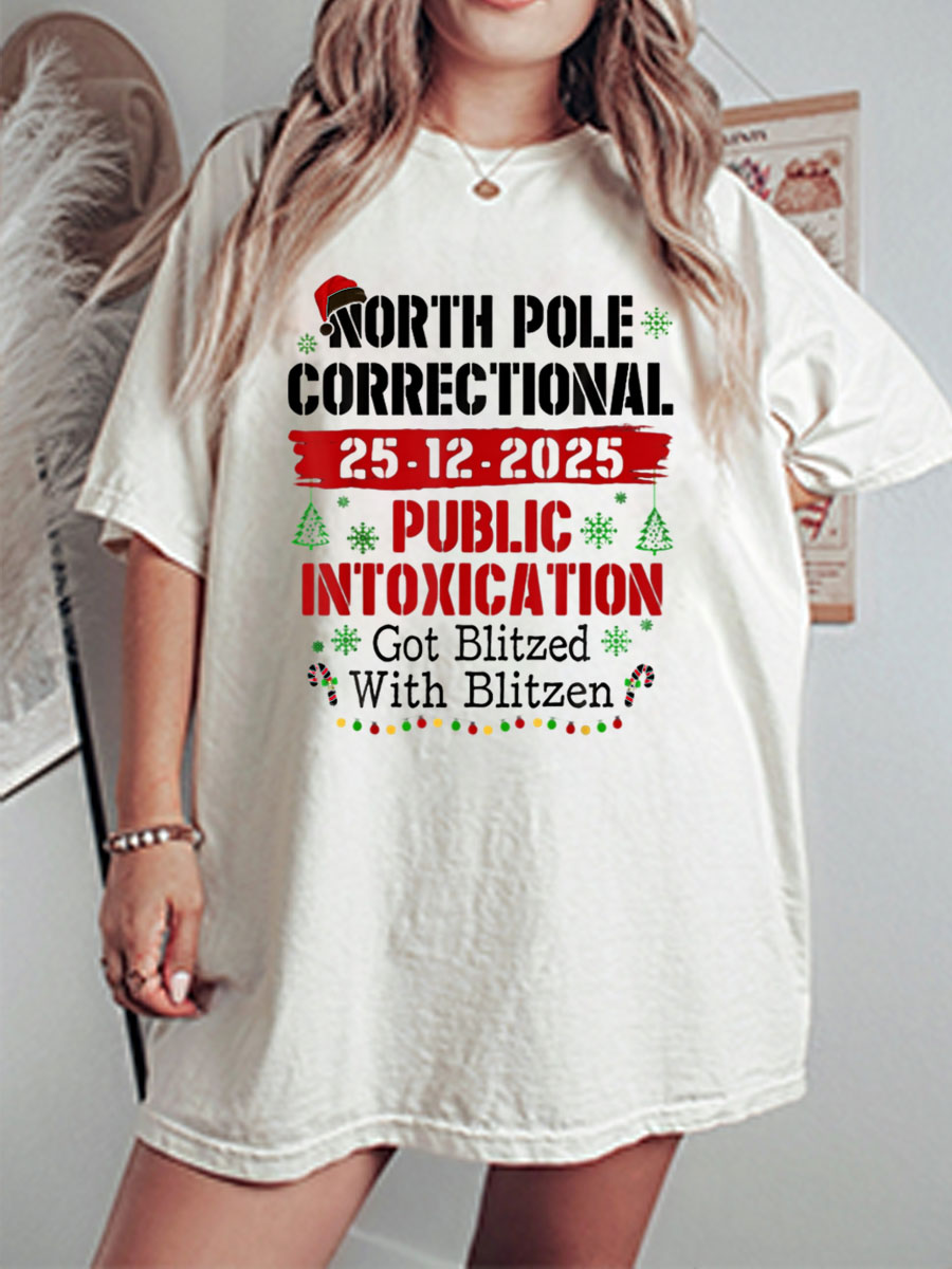 Vintage North Pole Correctional Public Oversize Graphic Tee