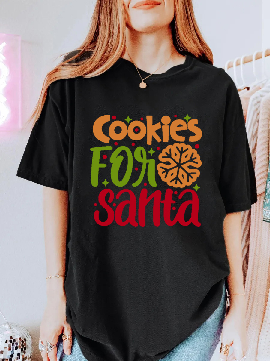 Vintage Cookies For Santa Oversize Graphic Tee