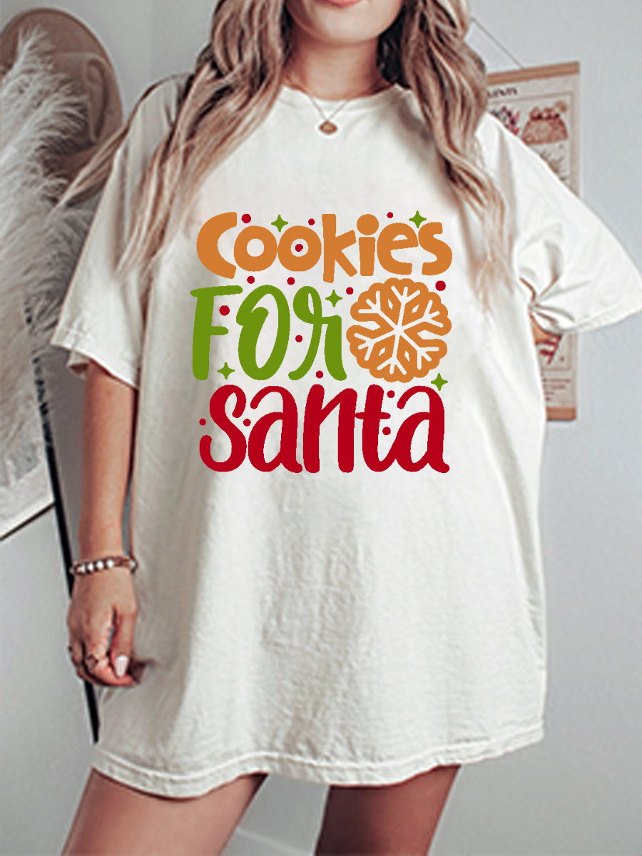 Vintage Cookies For Santa Oversize Graphic Tee