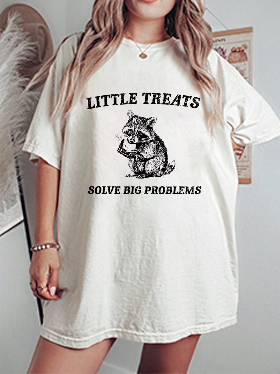 Vintage Little Treats Solve Big Problems Oversize Graphic Tee