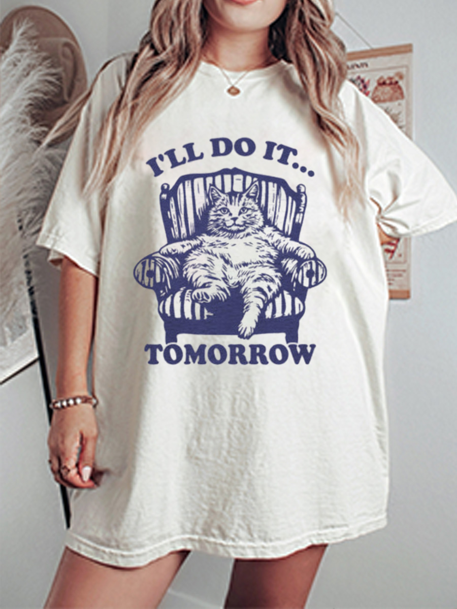 Vintage I'll Do It Tomorrow Oversize Graphic Tee