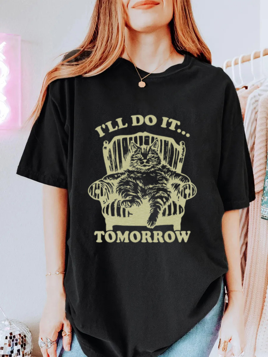 Vintage I'll Do It Tomorrow Oversize Graphic Tee