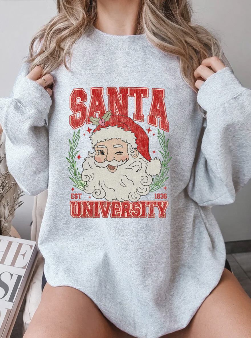 Vintage Santa University Oversize Graphic Sweatshirt